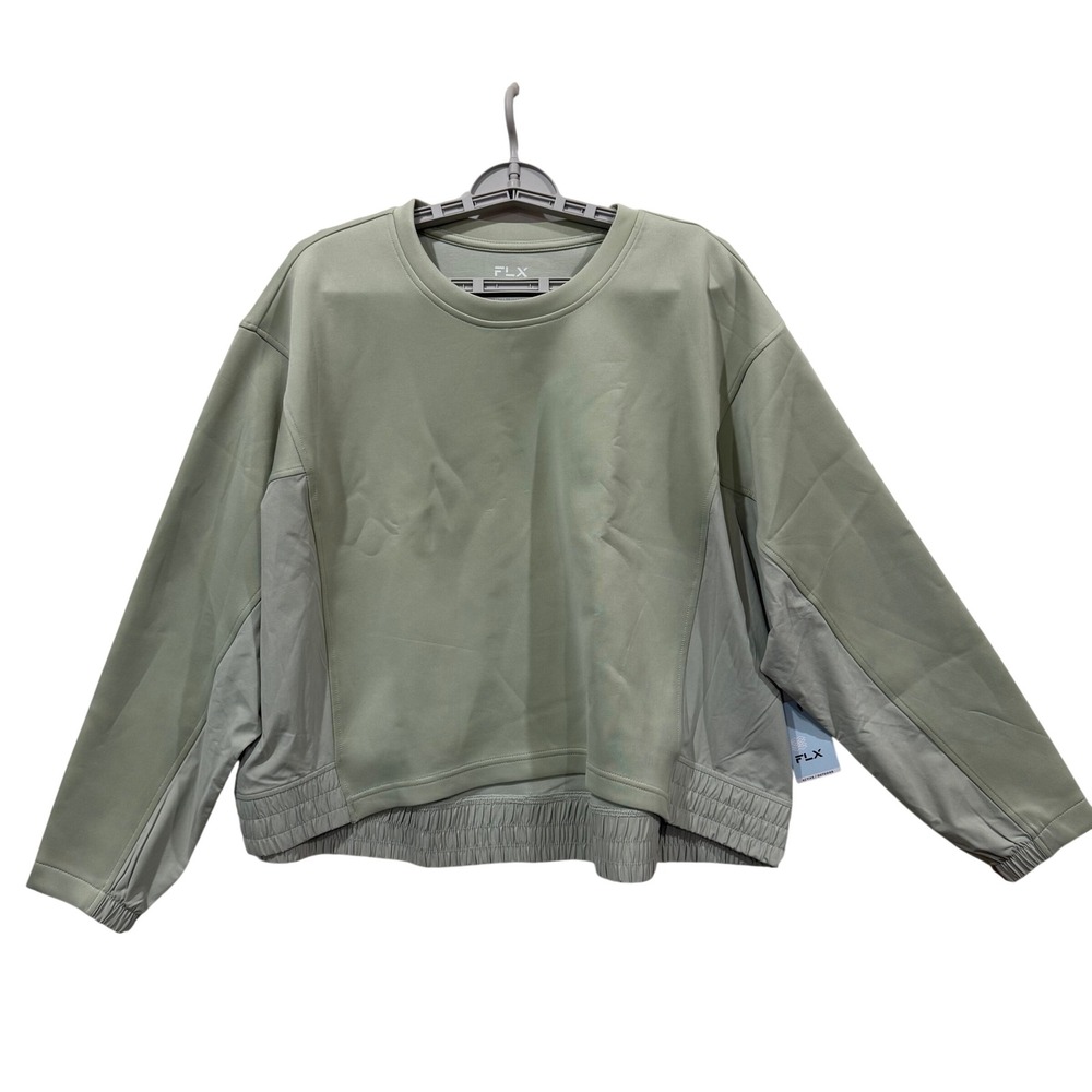 FLX Active Outdoor Womens XXL Mint Crkle Mixed Media Sweatshirt WX21A102XS‎ NWT
